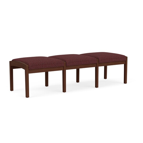 Lenox Wood 3 Seat Bench Wood Frame, Walnut, RF Nebbiolo Upholstery